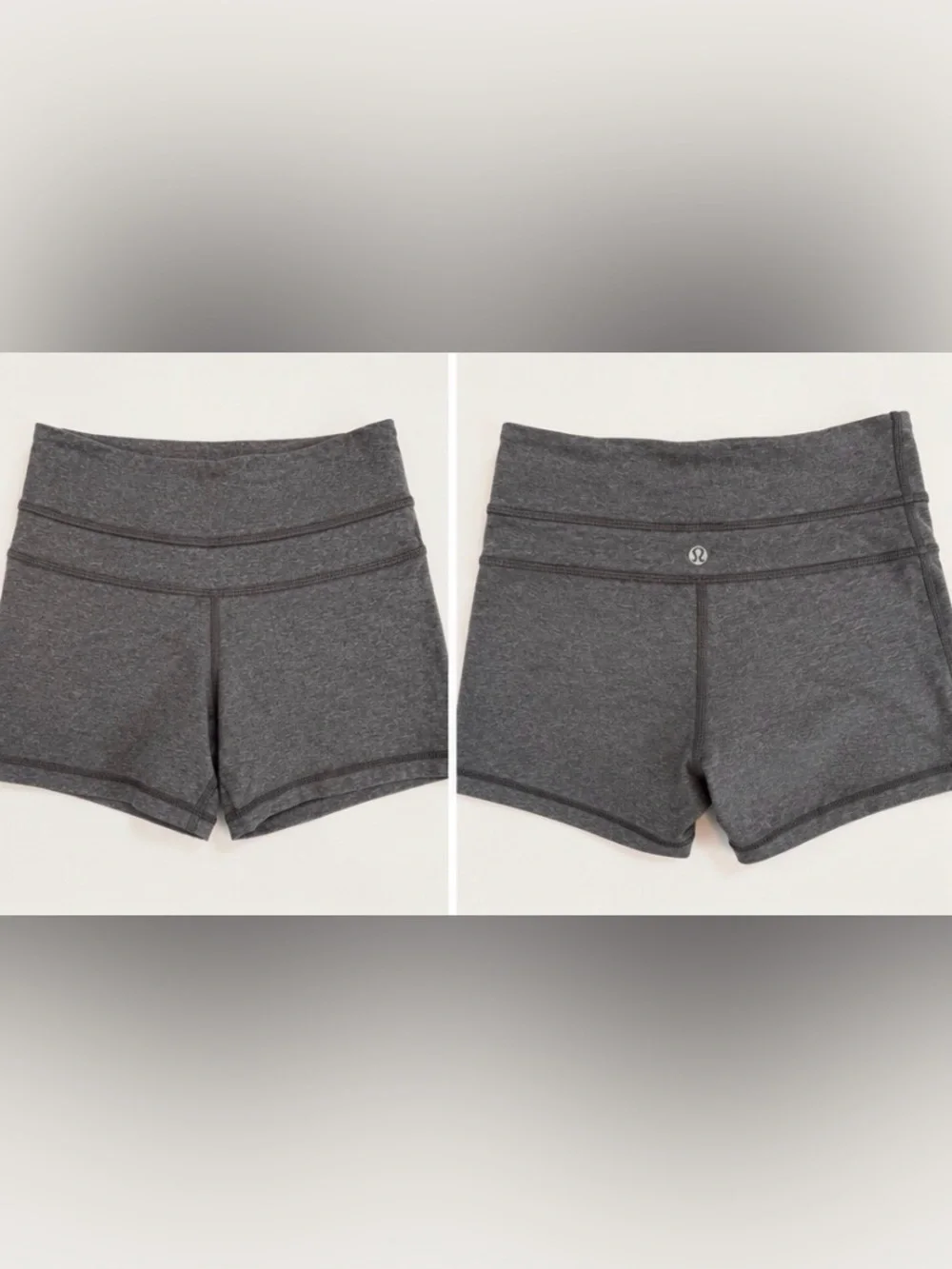 [Lululemon] Heathered Gray Athletic Yoga Shorts Size 6 Regular - Picture 2 of 6